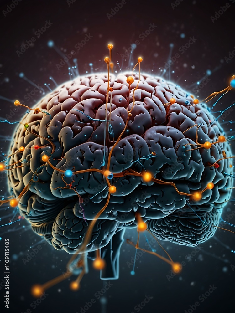 Poster visual representation of brain connections and learning.