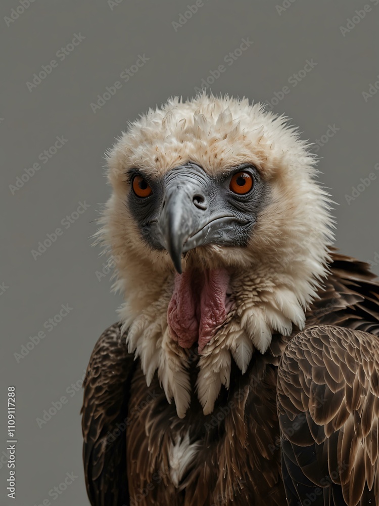 Poster vulture with an awed expression on a blank background.