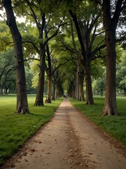 Walking through the park.
