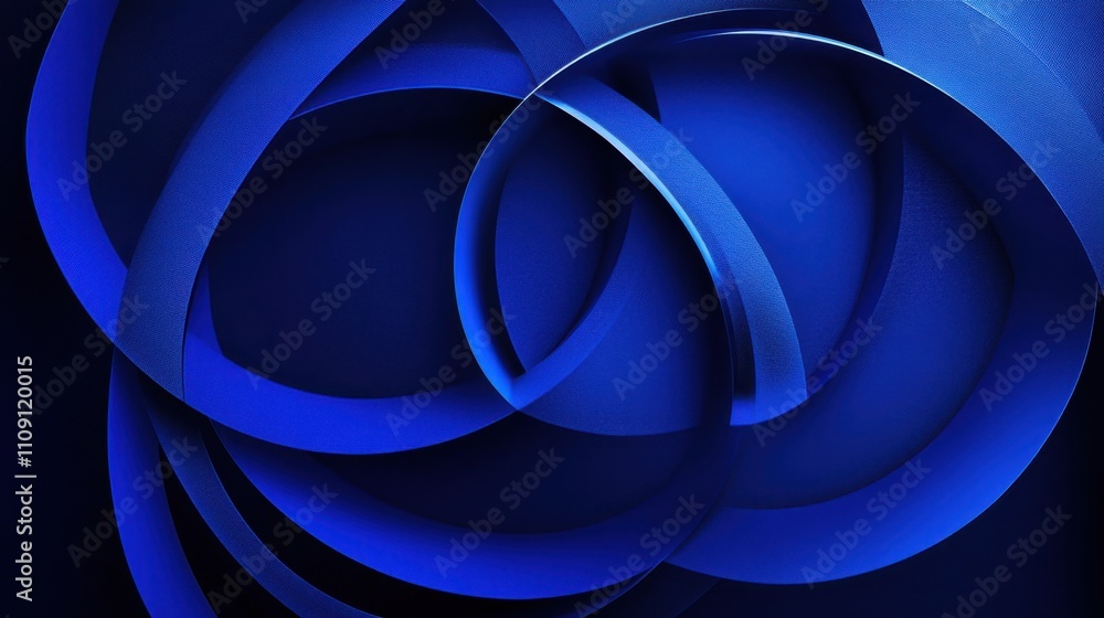 Poster blue glowing circles and intersecting lines on a sleek dark blue background create a clean and moder