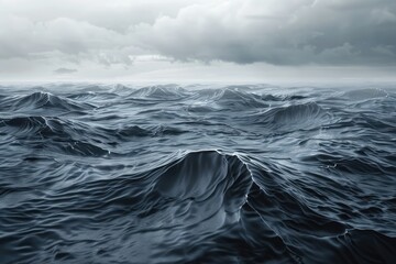Stormy Seascape with Dramatic Waves and Overcast Sky