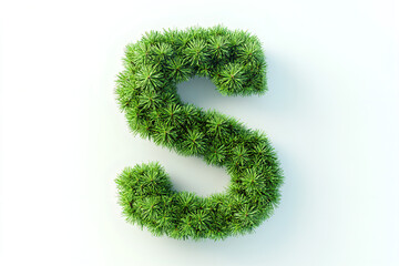Green Christmas pine tree leaf Letter S Shaped