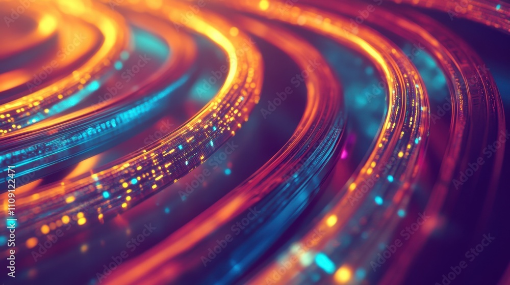 Poster bright data cables snake through a server room, symbolizing their critical role in supporting cloud 