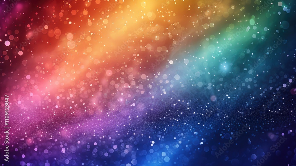 Poster a vibrant rainbow-colored background filled with numerous bubbles, ideal for use in illustrations an