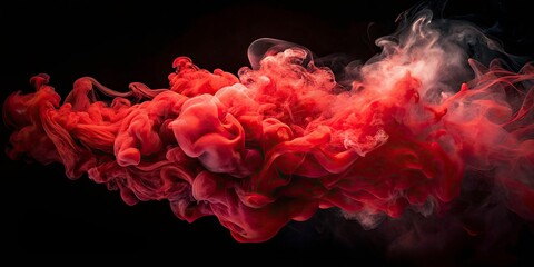 Fototapeta premium Captivating Red Smoke Isolated on Black Background - Ethereal, Dramatic, and Striking Visuals for Creative Projects and Artistic Expressions