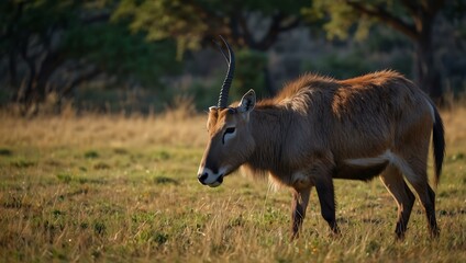 Obraz premium Waterbuck grazing in the wild.