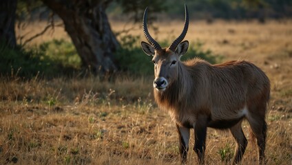 Fototapeta premium Waterbuck grazing in the wild.