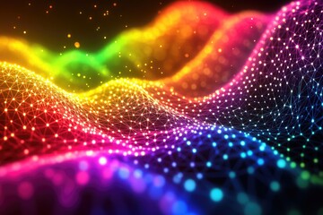 A vibrant and abstract representation of a wave, with swirling colors and shapes