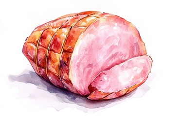 Custom vertical slats with your photo A watercolor painting of a ham on a table, perfect for food-related illustrations and designs