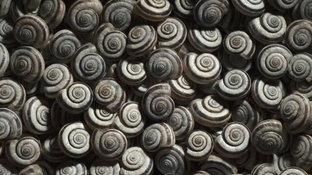 Many empty shells of Eastern Heath Snail - Xerolenta obvia. Macro shot. 