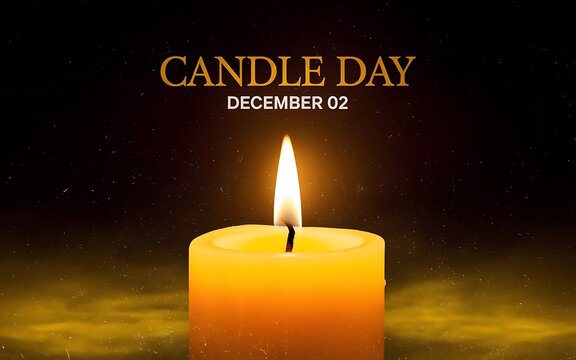 Cinematic Candle Flame with 'Candle Day' Text on Black Background - Powered by Adobe