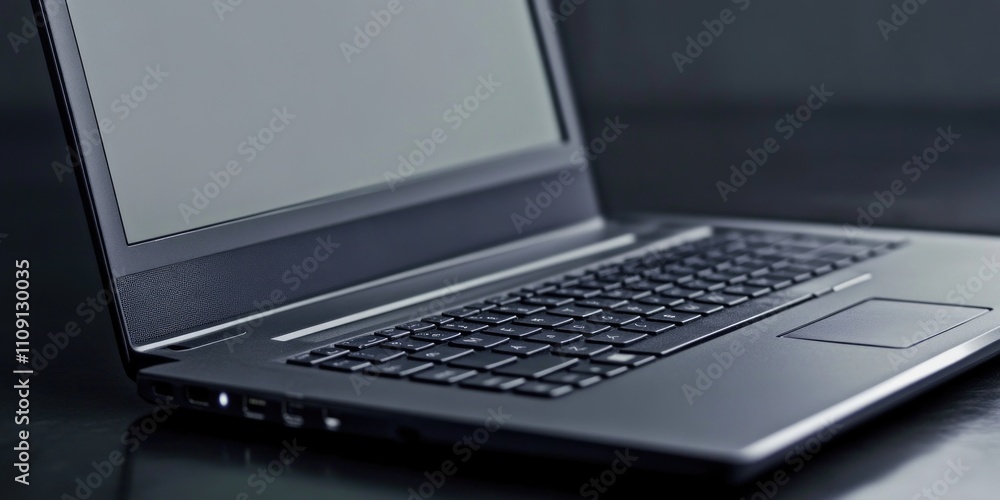 Aufkleber A laptop computer sits on top of a table with a calm background