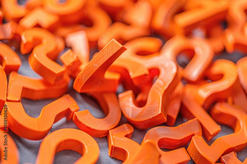 Aufkleber a stack of bright orange plastic numbers on a table, perfect for counting or displaying