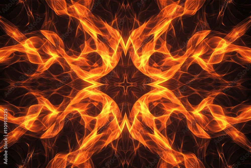 Poster close-up shot of a fire pattern on a black background, ideal for use in videos and presentations abo