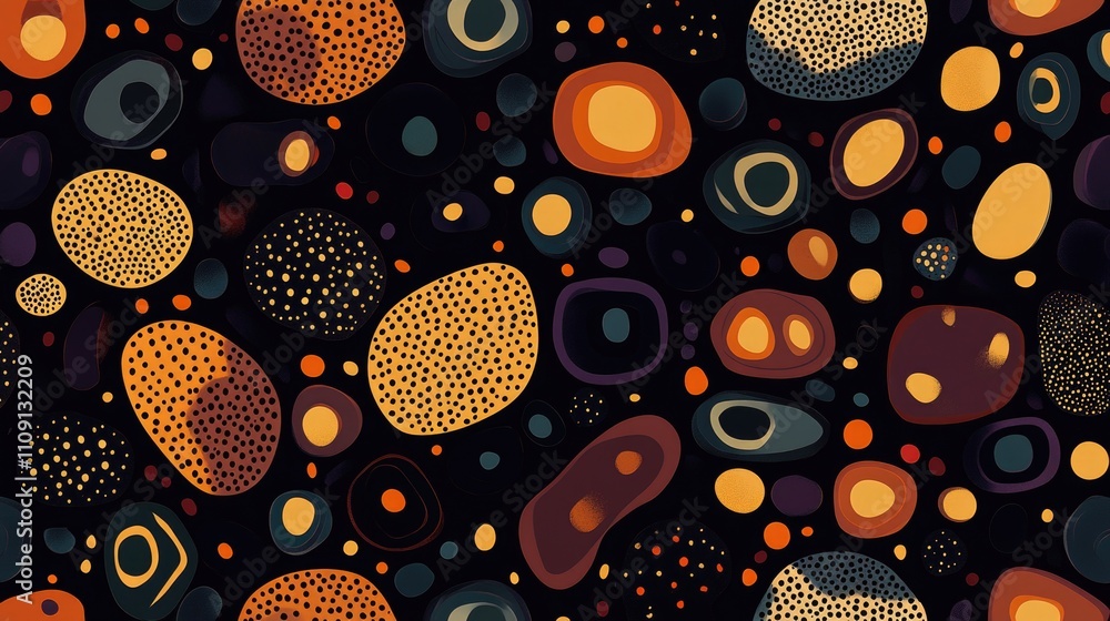 Aufkleber a collection of colorful circles against a dark background