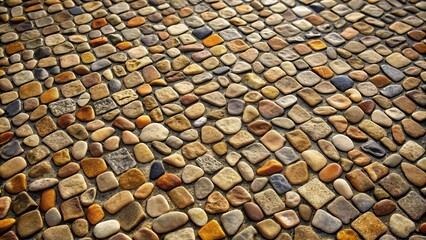 Naklejka premium A textured pattern of smooth, rounded stones set in concrete, creating a rustic and visually appealing surface.