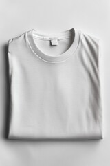 A simple white t-shirt on a plain white background, ideal for use in e-commerce, fashion, or graphic design projects