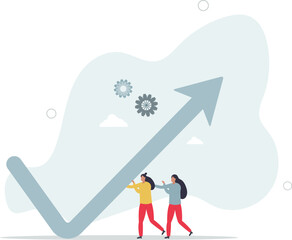 Obraz premium Economic recovery, bouncing from crisis or company return from loss to make profit, growth and success, business challenge in recession.flat characters.