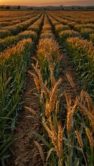 Fototapeta premium Wheat field at sunset (repeat).
