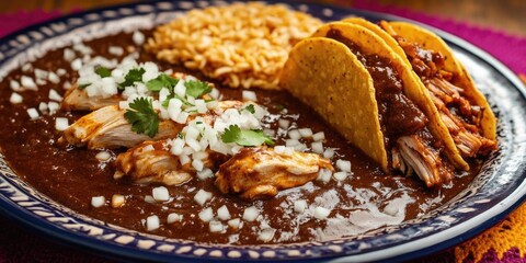 A plate of food with a mix of meat, rice, and beans for a nutritious meal