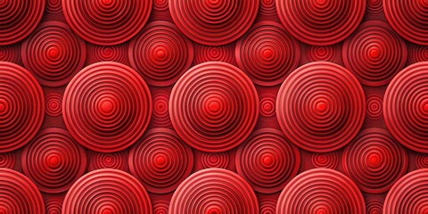 Fototapeta premium A mesmerizing pattern of concentric circles in vibrant red hues, creating a sense of depth and dimension, showcasing the beauty of geometric repetition and minimalist design.
