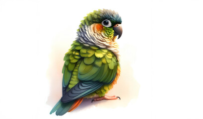 Obraz premium Watercolor bird Quaker Parrot breed on white background.