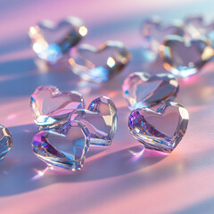 Sparkling Crystal Hearts  Romantic Background  Love  Valentine s Day