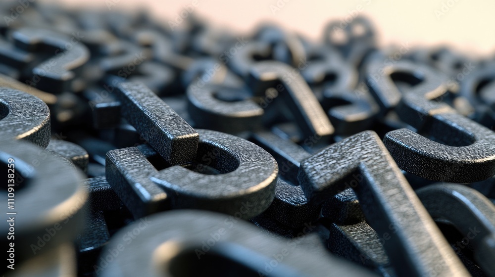 Poster A close-up shot of a set of metal letters, ideal for use in designs where a specific font or typography is needed