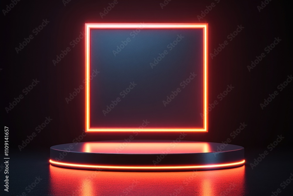 Aufkleber empty stage with a neon-framed platform