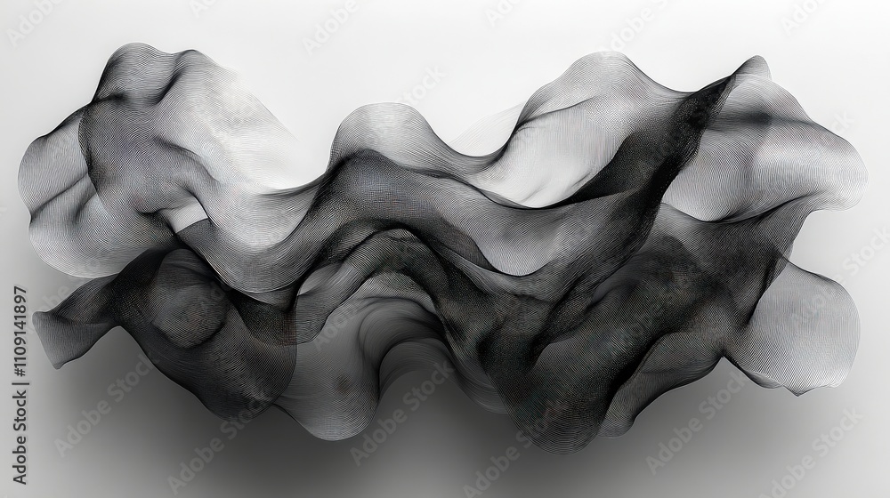 Aufkleber abstract black and white wave pattern with flowing curves and textures on a soft background for mode