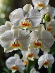 White orchids with soft light, serene atmosphere.
