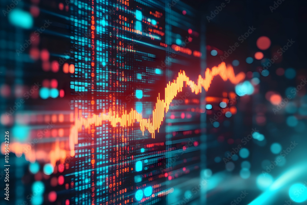 Poster abstract background digital data stream stock market chart