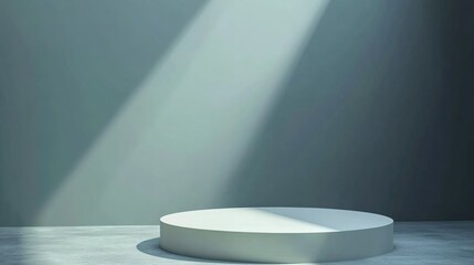 Professional Round White Pedestal Studio Background with Empty Space