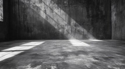 Professional Empty Dark Studio Room with Concrete Floor and Grunge Texture