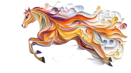 Fototapeta premium Vibrant Abstract Horse Illustration with Colorful Flowing Lines