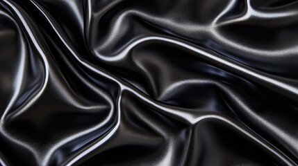 Obraz premium High-contrast image of a shiny black fabric up close