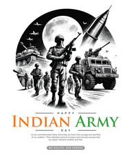 Indian Army Day Celebration with Indian soldier  Social media post template banner