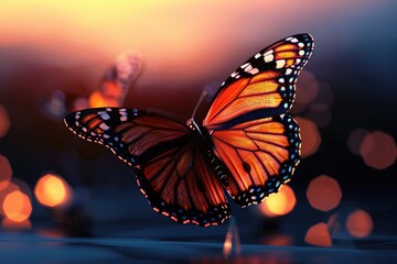 Obraz premium Close-up photo of a butterfly perched on a table