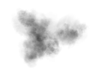 Bright black Smoke Cloud Illustration. Fantastic black smoke. Magic smoke. Smog cloud on podium or stage. Fog vapor over ground or water surface, magic haze.