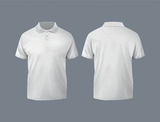 Short sleeve white polo shirt. T-shirt front and back. design for mockup.