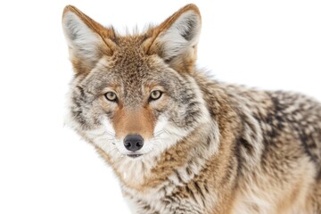 Fototapeta premium A close-up shot of a wolf's face in a snowy environment