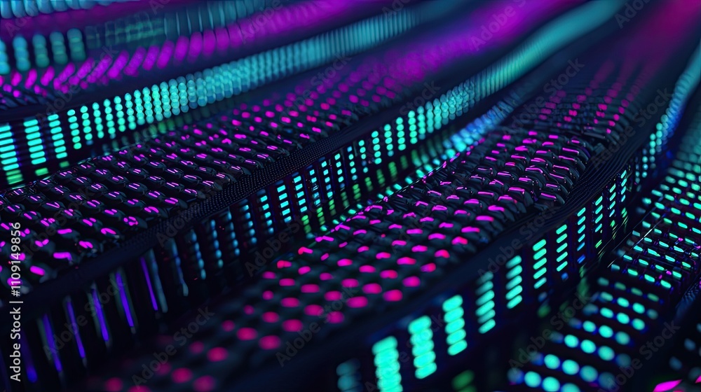 Poster abstract futuristic technology background neon grid digital data cyber space network server