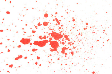 Black Messy Creative Ink Splatters Drips and Inkblot Close Up on White Background