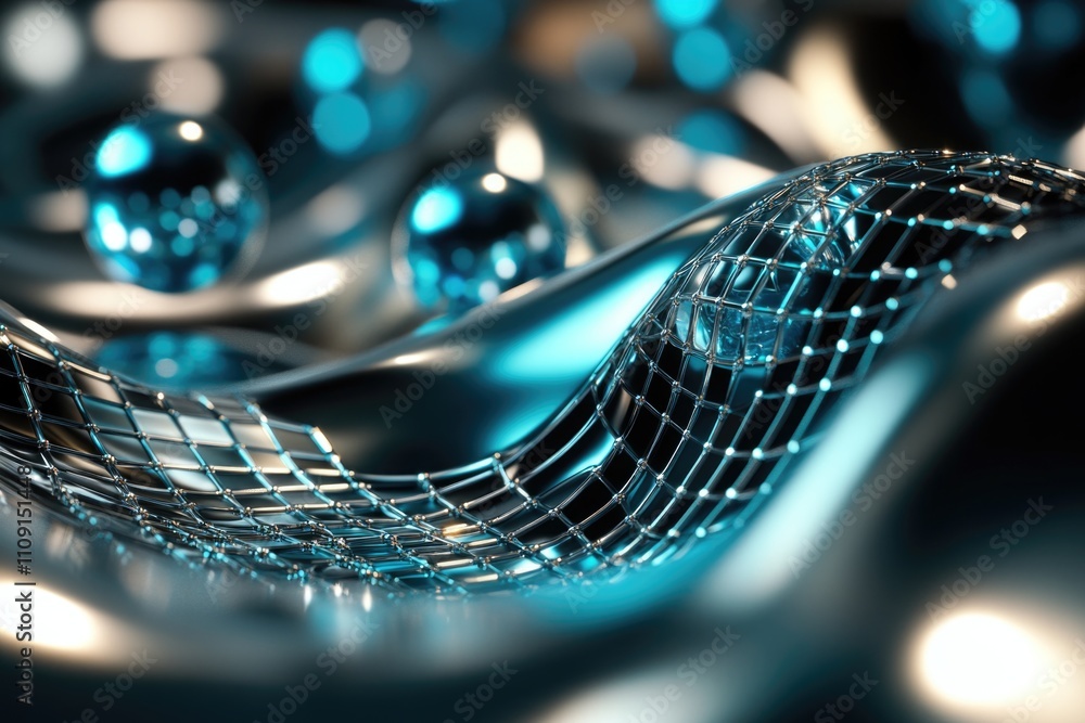 Poster highly reflective metallic surface in sharp focus