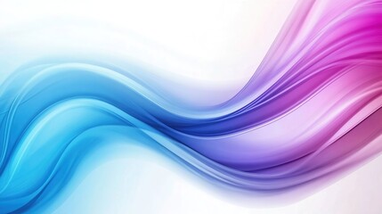 Abstract flowing waves in vibrant blue and purple gradients blending seamlessly on a white...