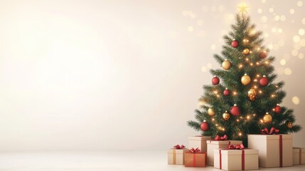 Background with christmas tree and gift boxes