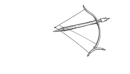 A hand-drawn Sagittarius zodiac sign in black pencil on a white background, perfect for astrology-themed designs, horoscope articles, and spiritual projects with a white accent, png