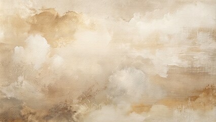 Obraz premium Soft Abstract Acrylic and Watercolor Smear Blot Painting in Beige - Textured Canvas Background Perfect for Home Decor and Minimalist Aesthetics