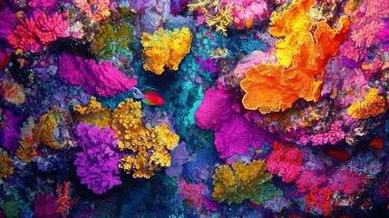 Naklejka premium Aerial View of Vibrant Coral Reef Patterns in Crystal Clear Water