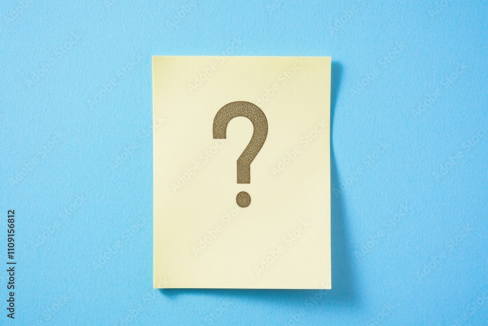 Poster A single sheet of paper with a curious question mark on it, perfect for use in educational or conceptual imagery